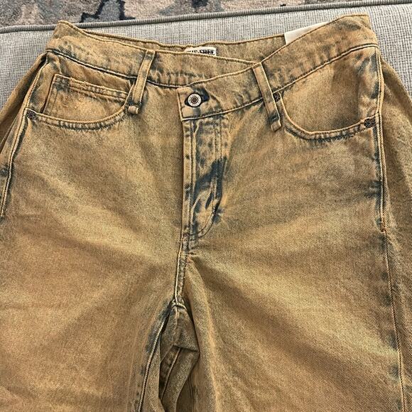 NWT Free People Boomerang hi rise long sandblast worn look denim shorts - Picture 5 of 13